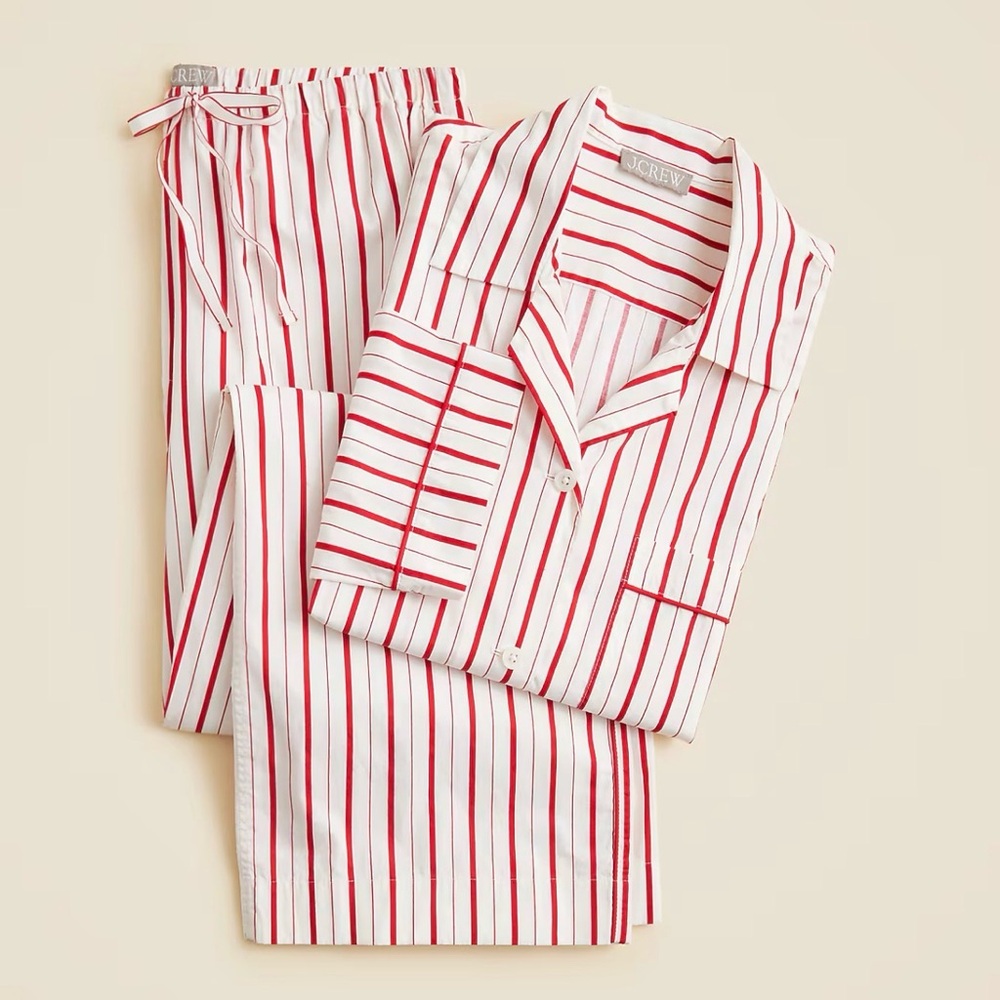 J. Crew Women Red and White Striped Pajama Set